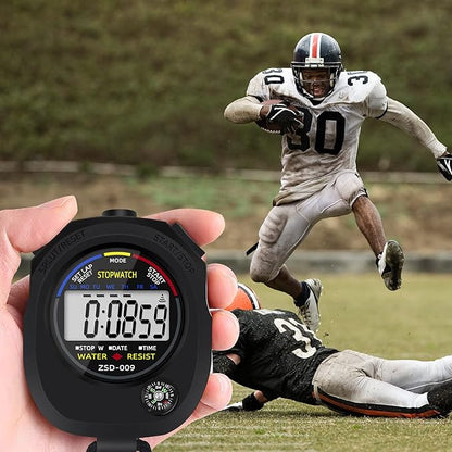Multi-Function Electronic Digital Sport Stopwatch Timer, Large Display with Date Time and Alarm