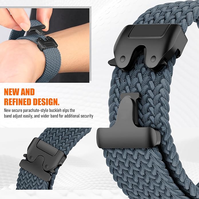 Braided Stretchy Band for Fitbit Versa 4/Versa 3/Sense 2/Sense Watch Band Women Men,Parachute-style