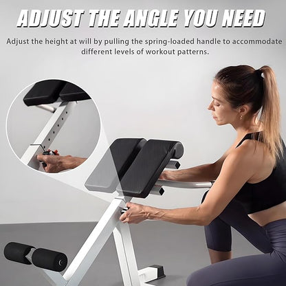Roman Chair Back Extender - Angle & Height Dual Adjustable Hyperextension Bench for Home Gym