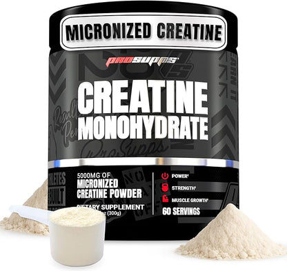 PROSUPPS Creatine Monohydrate Powder for Men & Women, Unflavored - 5000,mg of Micronized Creatine