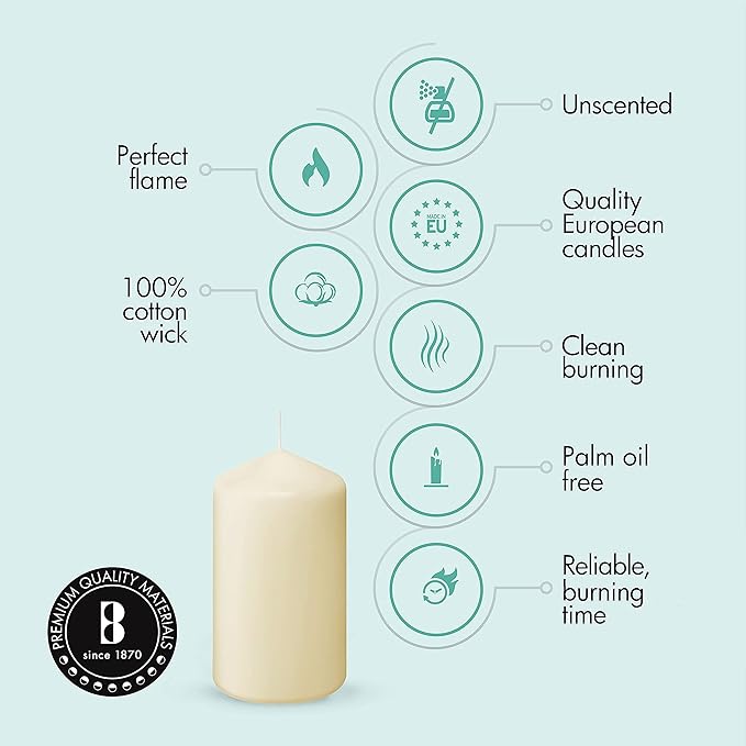 BOLSIUS 6 Ivory Pillar Candles Bulk - 3x6 Inches Candle Set - 70+ Hours Clean Burning - No Palm Oil