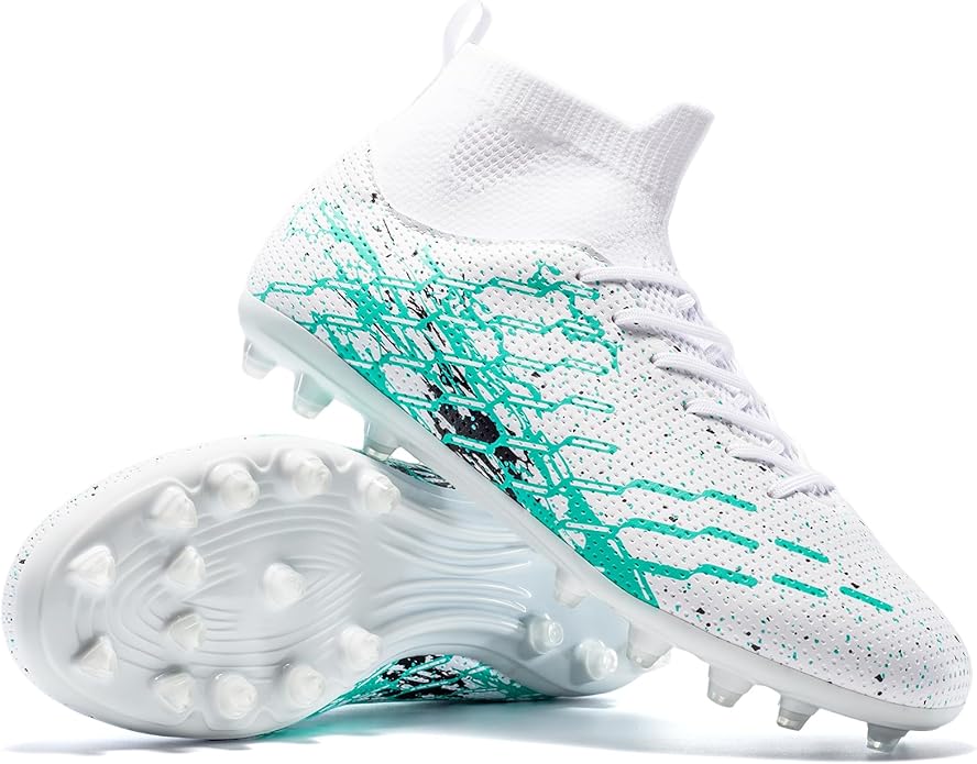 Unisex Soccer Cleats Lightweight No-Tie Lacing System Multi-Surface Football Shoes with Ankle