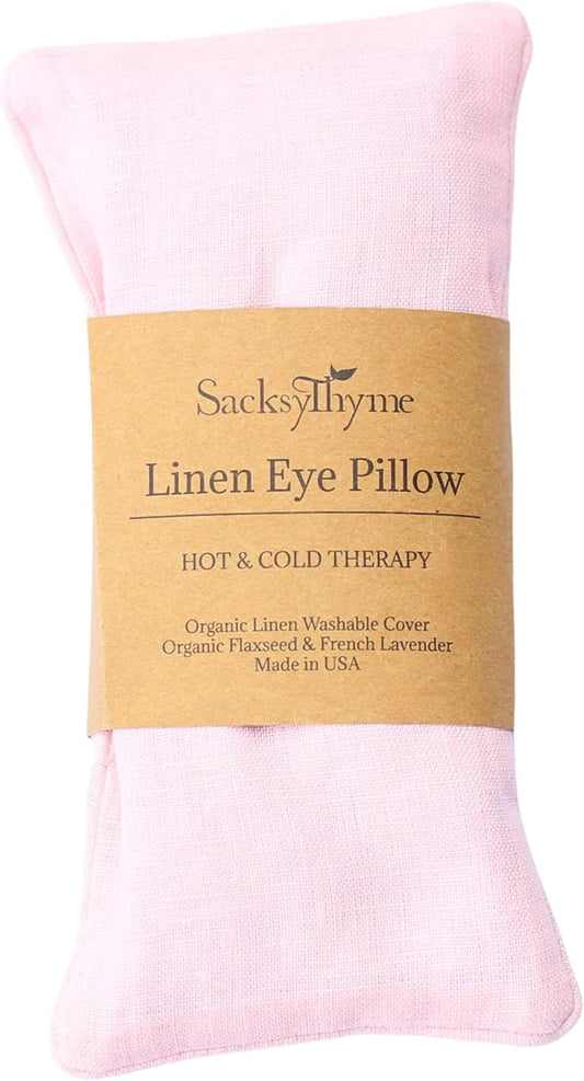 Organic Linen Eye Pillow - Lavender & Flaxseed for Relaxation, Yoga, Stress Relief - Microwavable