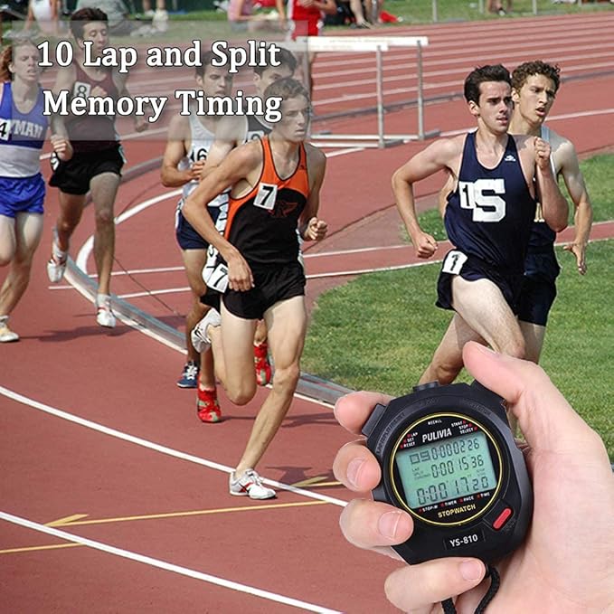 Stopwatch Timer Lap Split Digital Stopwatch with Clock Calendar Alarm, Large Display Stop Watch for