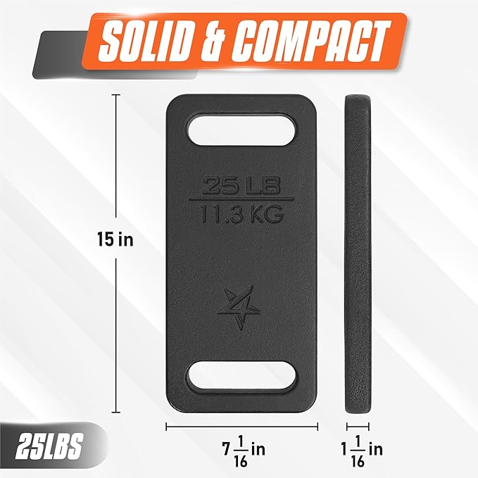 Yes4All Ruck Weight Plate, Cast Iron Rucking Plates with Wide Grip for Swings, Squat, Strength