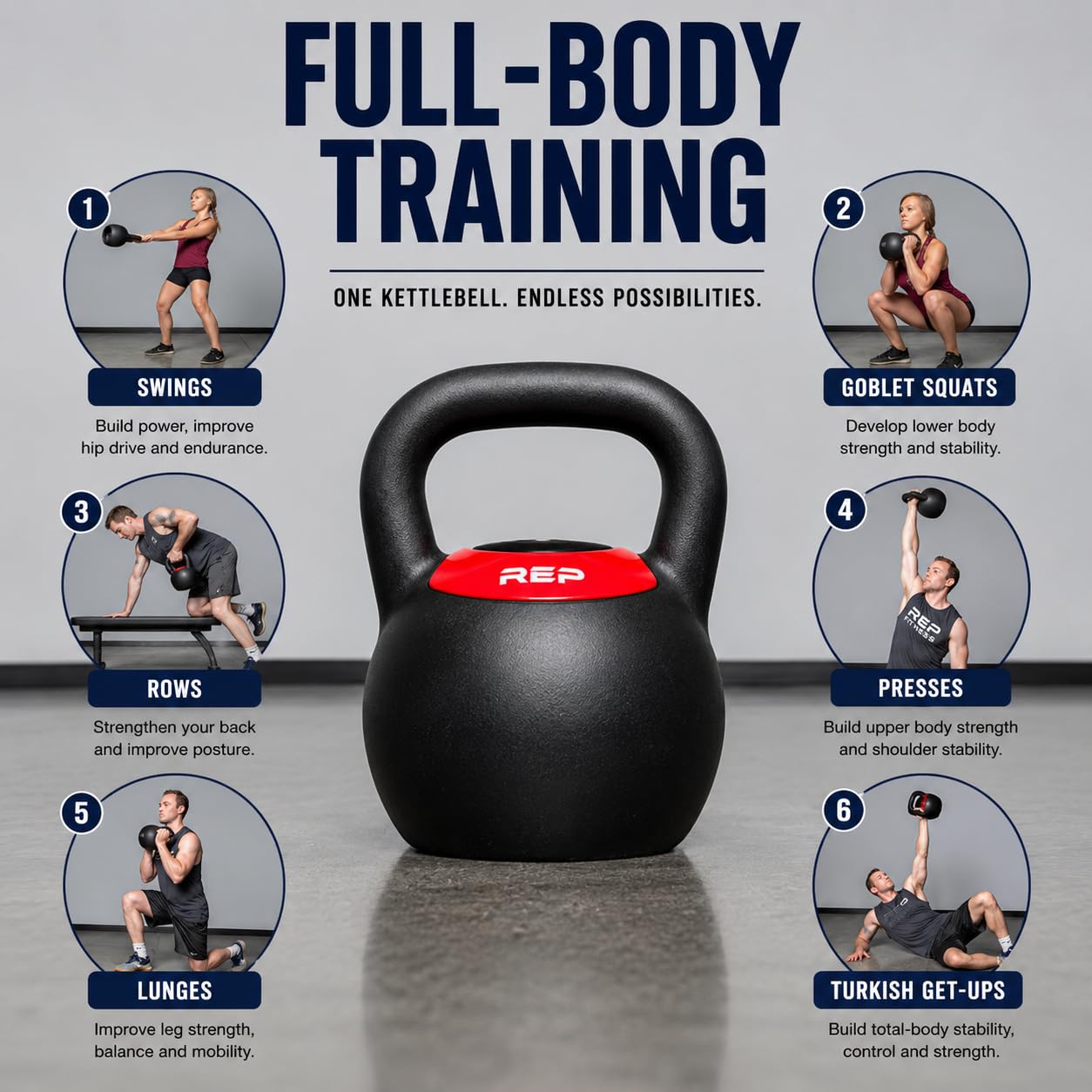 Rep Fitness Adjustable Kettlebell | 40 lb | Weight Set for Home Gym | Strength Training Equipment