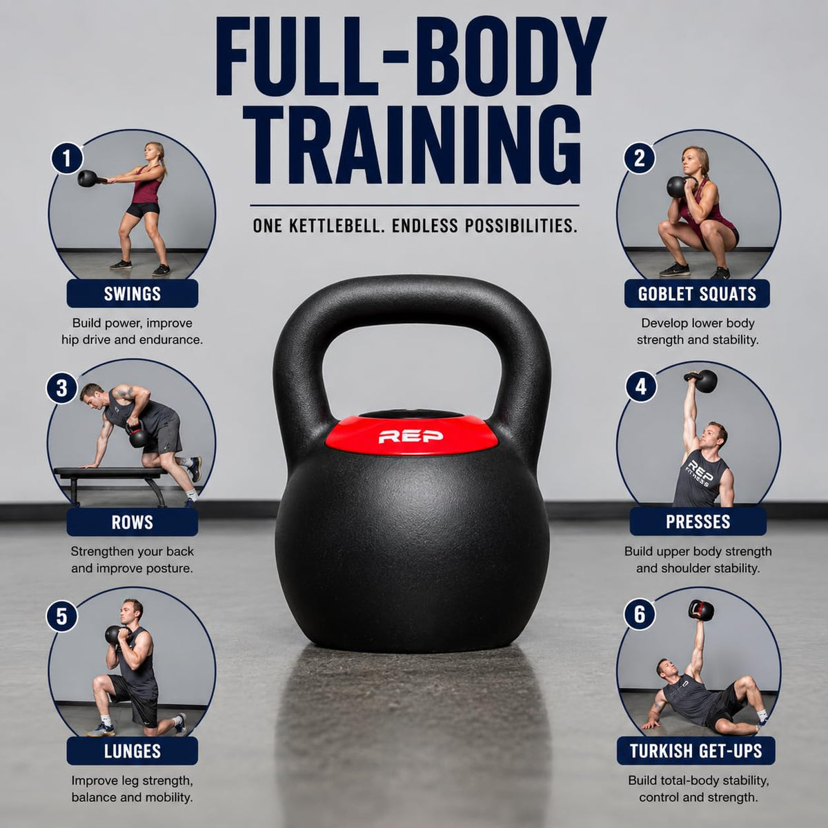 Rep Fitness Adjustable Kettlebell | 16 kg | Weight Set for Home Gym | Strength Training Equipment