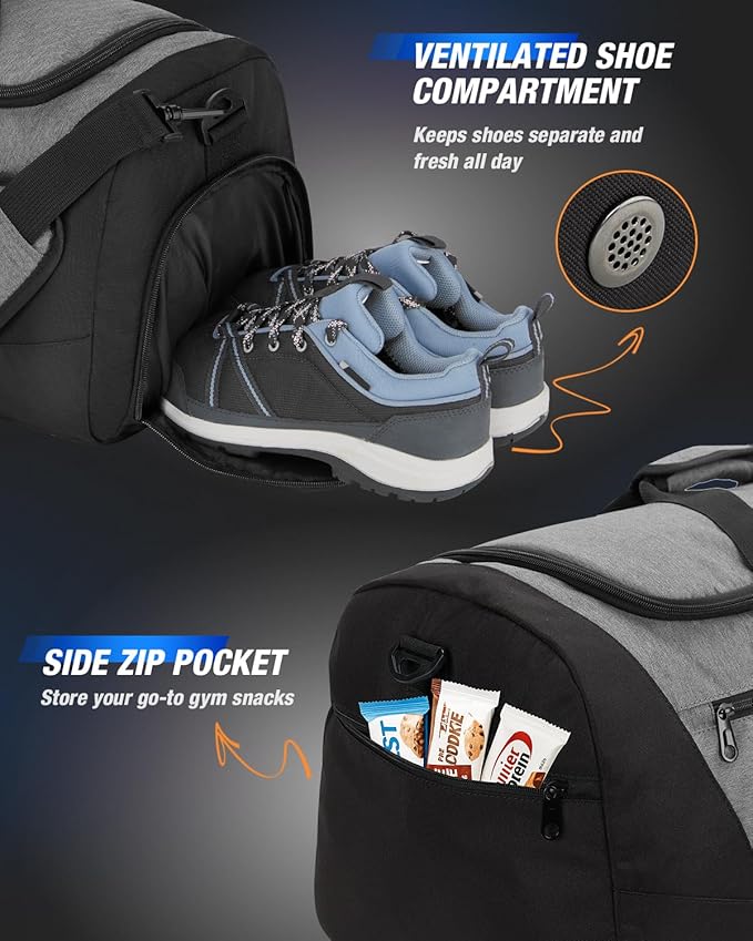 Gonex Gym Duffel Bag with Shoe Compartment Wet Pocket, Large Capacity Sports Duffle Bag for Men