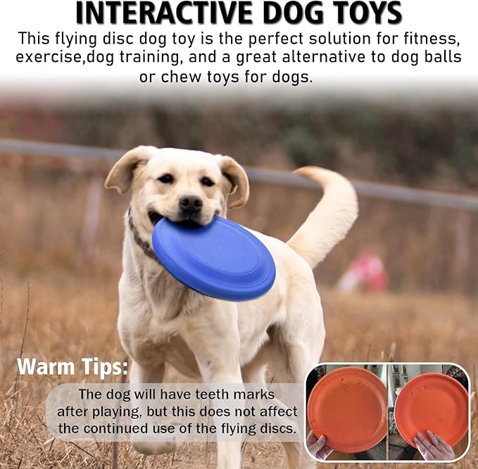 Dog Flying Disc - Durable Rubber Flying Disc Dog Toy - 9.25" Indestructible Rubber Dog Flying Discs