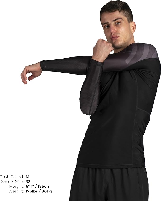 Sanabul Essential Long Sleeve Compression Training Rash Guard for MMA BJJ Wrestling Grappling and