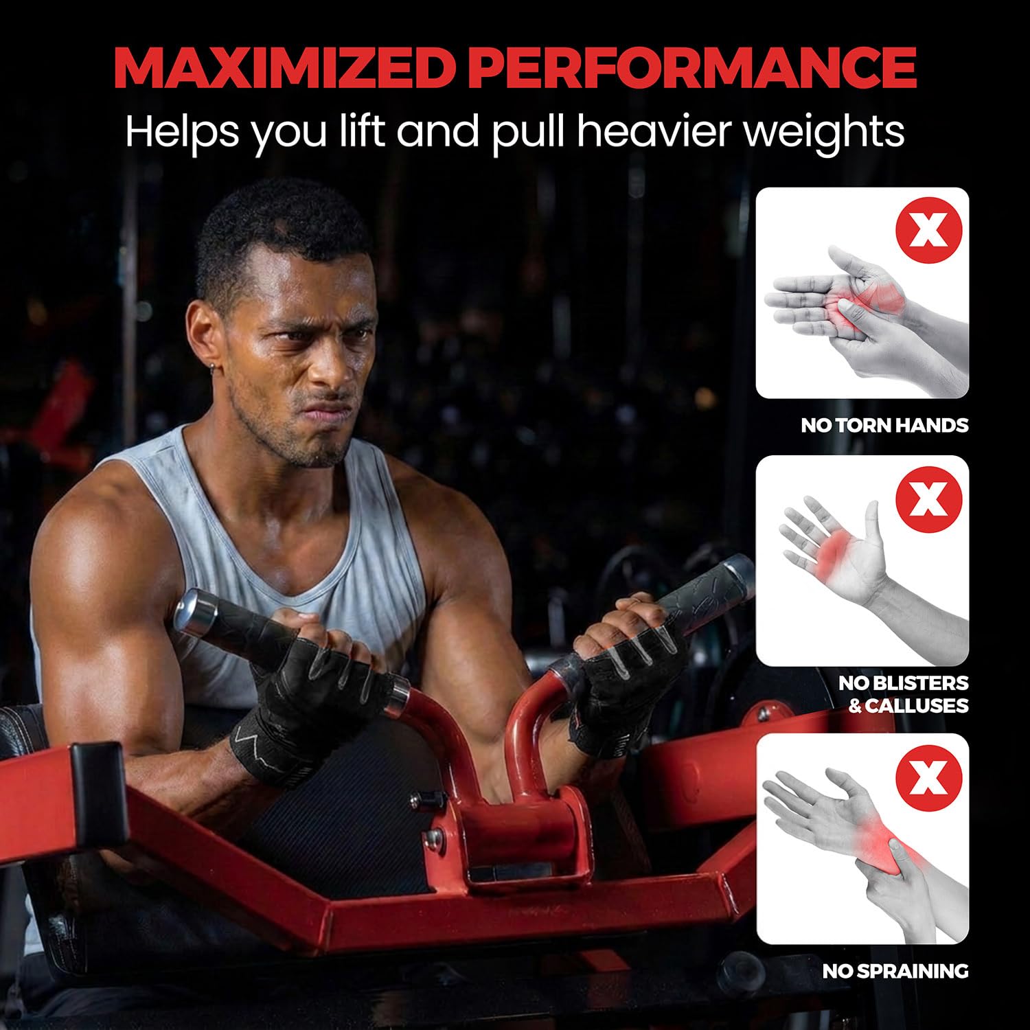 MhIL Workout Gloves for Men – Comfortable Gym Gloves for Men with Enhanced Grip for Safety and Hand