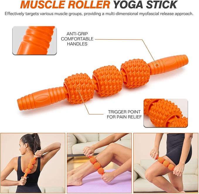 5 in 1 Foam Roller Set - Trigger Point Foam Back Roller, Muscle Roller Stick, Massage Ball