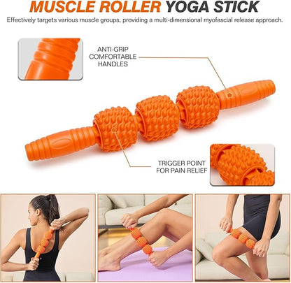 5 in 1 Foam Roller Set - Trigger Point Foam Back Roller, Muscle Roller Stick, Massage Ball