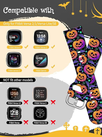 Watbro Halloween Holiday Band Compatible with Fitbit Versa 3 / Sense/Fitbit Versa 4 / Sense 2 Bands
