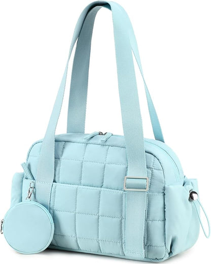 CAMTOP Mini Gym Bag for Women, Small Gym Tote Bag Puffy Quilted Sports Duffel Bag with Wet