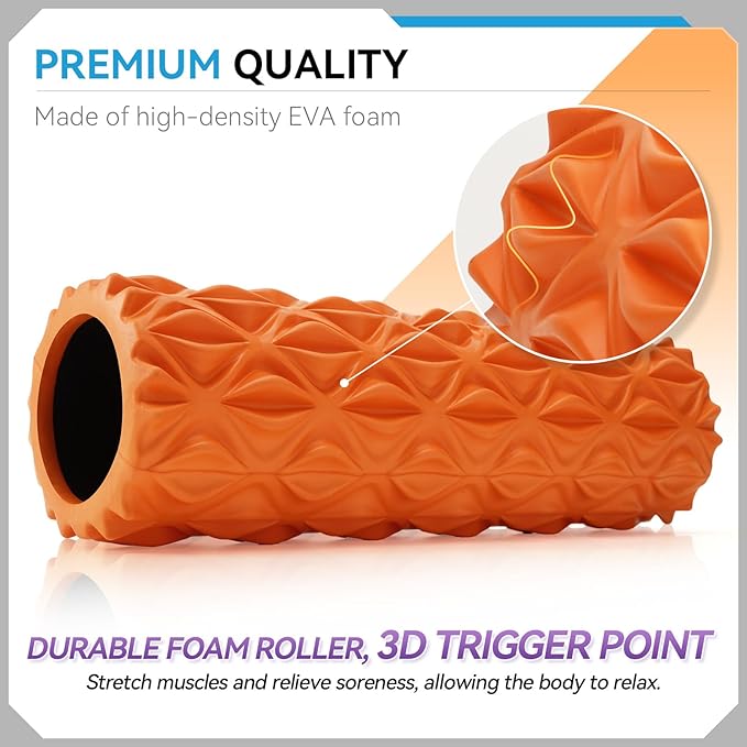 Foam Roller - 15 inch Deep Tissue Massager for Muscle Massage, Myofascial Trigger Point Release