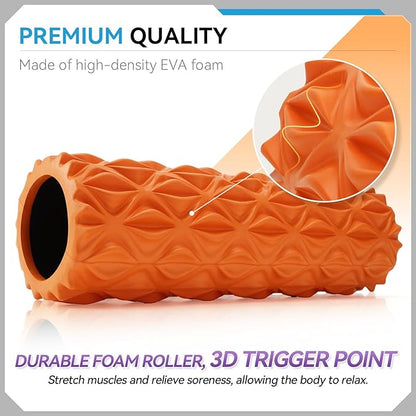 Foam Roller - 15 inch Deep Tissue Massager for Muscle Massage, Myofascial Trigger Point Release