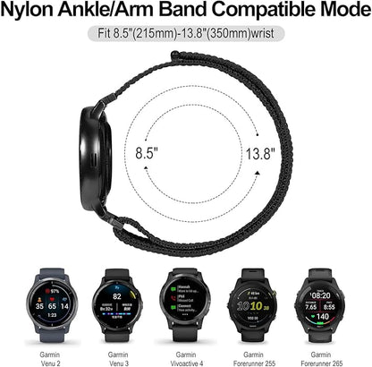 22mm Sport Ankle/Arm Band Compatible with Amazfit Helio, Quick Release Breathable Nylon Bicep Strap
