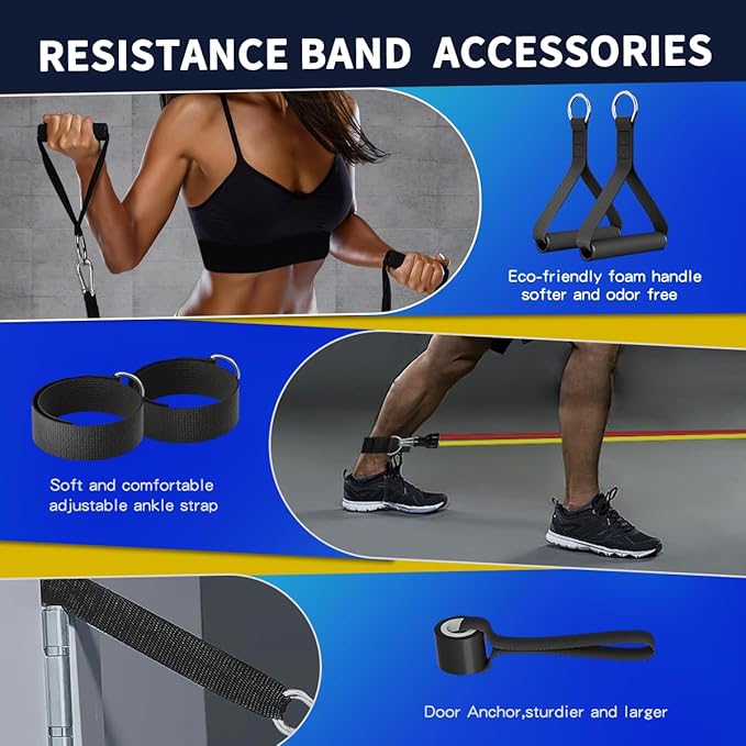 WHATAFIT Resistance Bands, Exercise Bands，Resistance Bands for Working Out, Work Out Bands with
