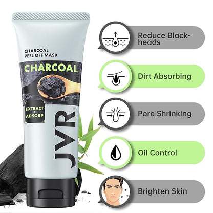 JVR Peel Off Face Mask, Blackhead Remover Mask for Men, Charcoal Peel Off Black Mask, Facial Mask