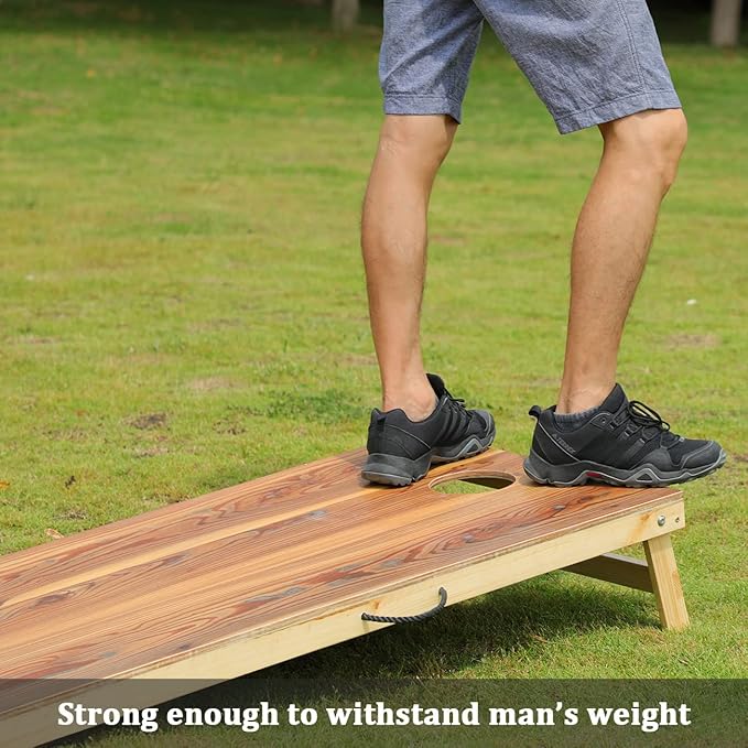 Solid Wood Premium Corn Hole Outdoor Game Set, 2 Regulation and Waterproof Cornhole Game Boards