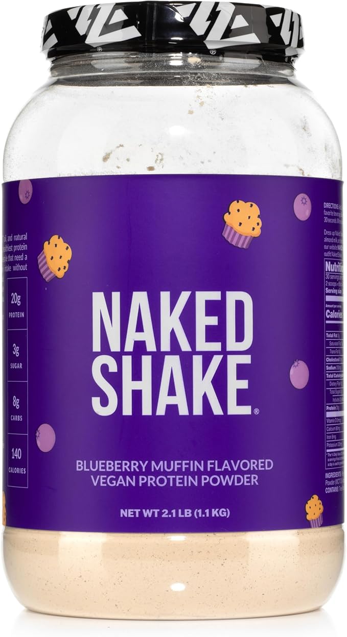 Naked Shake - Blueberry Muffin Protein Powder - Flavored Plant Based Protein from US & Canadian