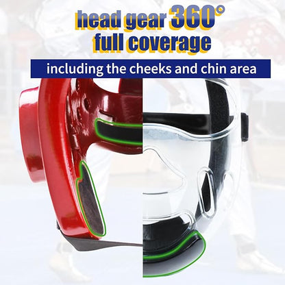 Kids Adults Karate Headgear with Face Shield, MMA Martial Arts Headgear Boxing Soft Helmet