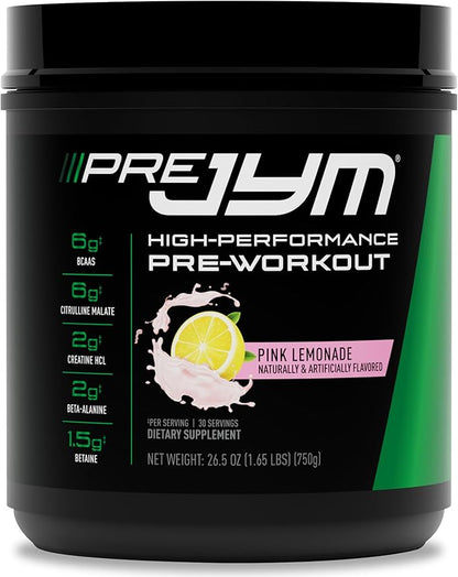 JYM Supplement Science Pre JYM Pink Lemonade Pre Workout Powder for Men & Women, BCAAs, Nootropics