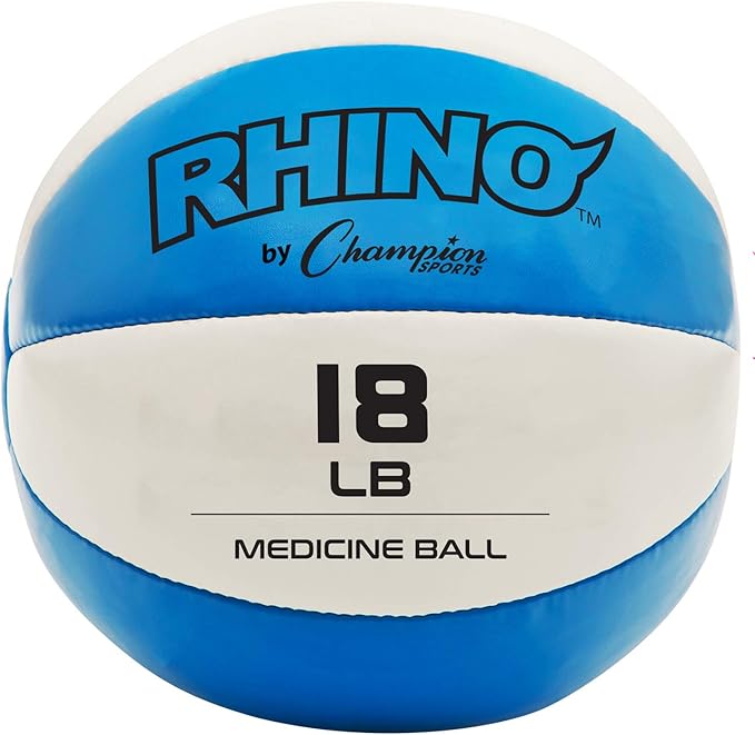 Champion Sports Exercise Medicine Balls, Leather with No-Slip Grip - Weighted Med Ball Set for