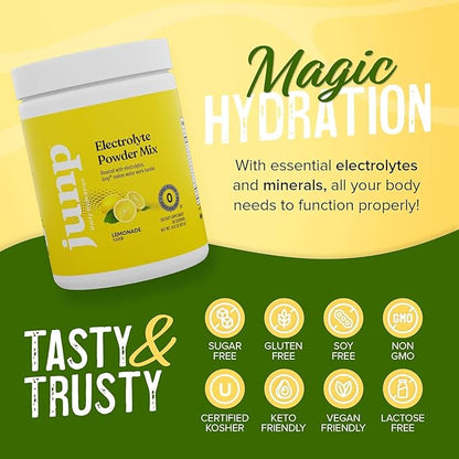 JUNP Electrolytes Powder No Sugar No Carbs – Fresh Squeezed Lemonade Drink Mix - Potassium & Salt