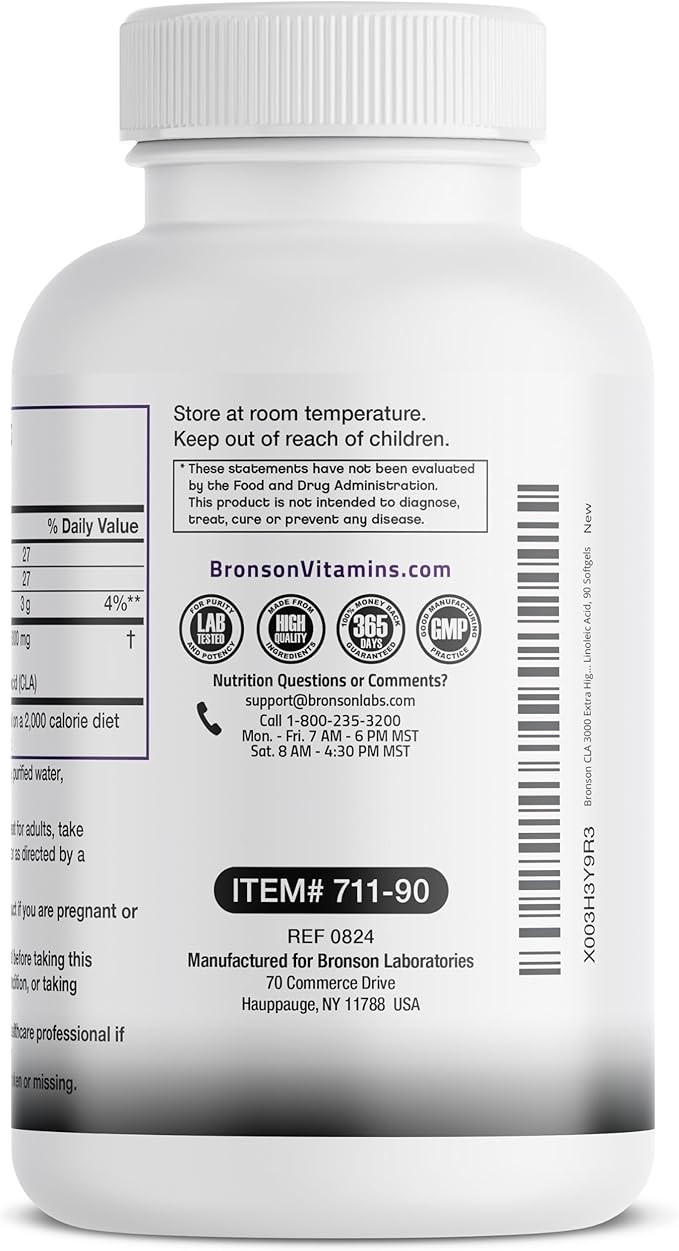 Bronson CLA 3000 Extra High Potency Supports Healthy Weight Management Lean Muscle Mass