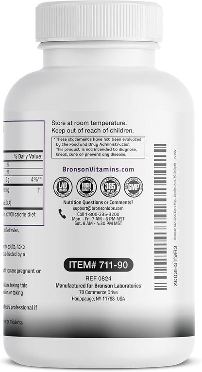 Bronson CLA 3000 Extra High Potency Supports Healthy Weight Management Lean Muscle Mass