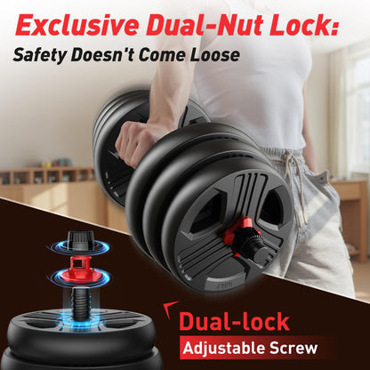 FDS1 Adjustable dumbbell set, 45lbs Free Weights set with upgraded nut, 5 in 1 Weight Set Used as