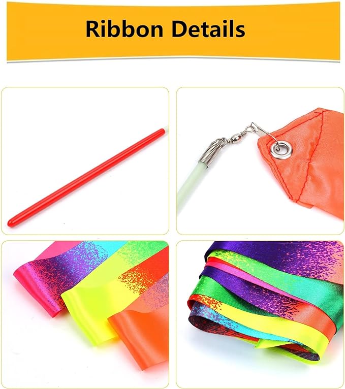 20 Pack Ribbon Dancing Wands Party Favors for Kids, Rainbow Birthday Decorations, Princess Party