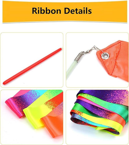 20 Pack Ribbon Dancing Wands Party Favors for Kids, Rainbow Birthday Decorations, Princess Party