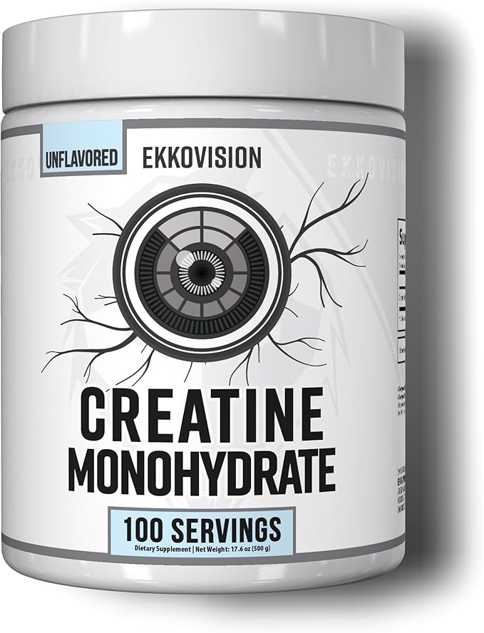 Ekkovision Creatine Monohydrate Powder, Micronized, Unflavored, Pre Workout & Post Workout