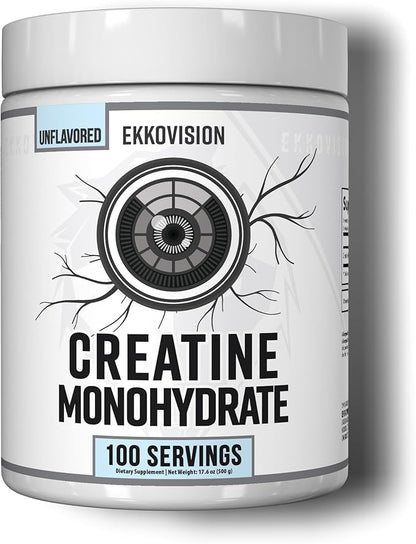 Ekkovision Creatine Monohydrate Powder, Micronized, Unflavored, Pre Workout & Post Workout