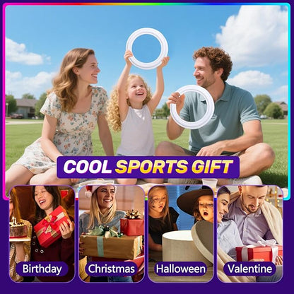 Amarlozn Light up Flying Ring Disc Toy for Kids Adults, 10" Rechargeable 12 Dynamic Modes Glow in