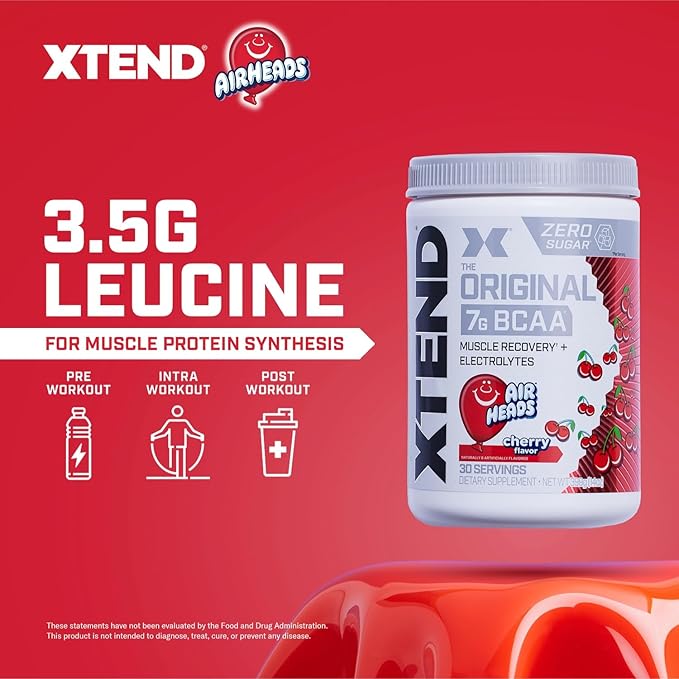 Original BCAA Powder Airheads Candy Flavor, 7g BCAA and 2.5g L-Glutamine, Sugar Free Post Workout