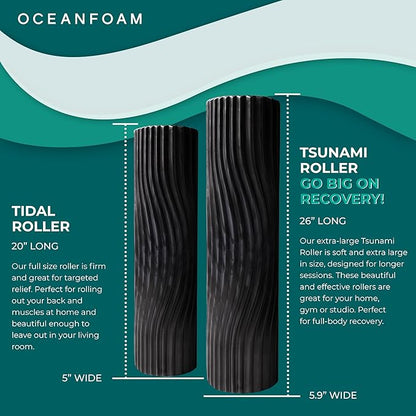 Oceanfoam Tsunami Roller (Black & Charcoal Marbled) - Soft, Textured Foam Roller for Physical