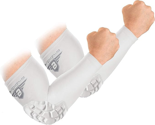 Bucwild Sports B Padded Elbow Arm Sleeves for Basketball Football Volleyball Youth & Adult Size