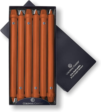 Colonial Candle Unscented Taper Candle, Classic Collection, Pumpkin, 12 in, Pack of 12 - Up to 10