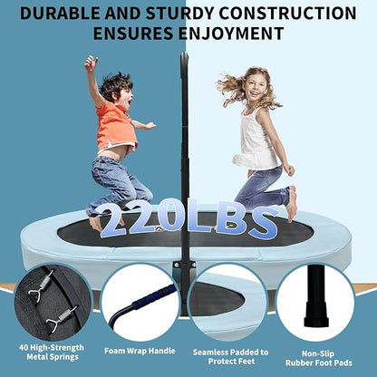 Nattork 56" Kids Trampoline Indoor, Double Trampoline with Adjustable Handle for Kids