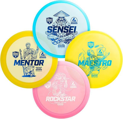 Discmania Disc Golf Starter Kit (4 Pack) | Active Premium Beginner Disc Golf Set | Sensei, Maestro