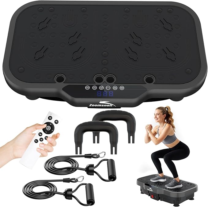 Vibration Plate Exercise Machine, 8000 Vibrations/min Adjustable Fitness Platform, 400 Lbs Capacity