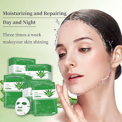 Face Masks Skincare Sheet Mask Aloe Vera Sheets Mask, Hydrating Face Masks Soothing Facial Mask for