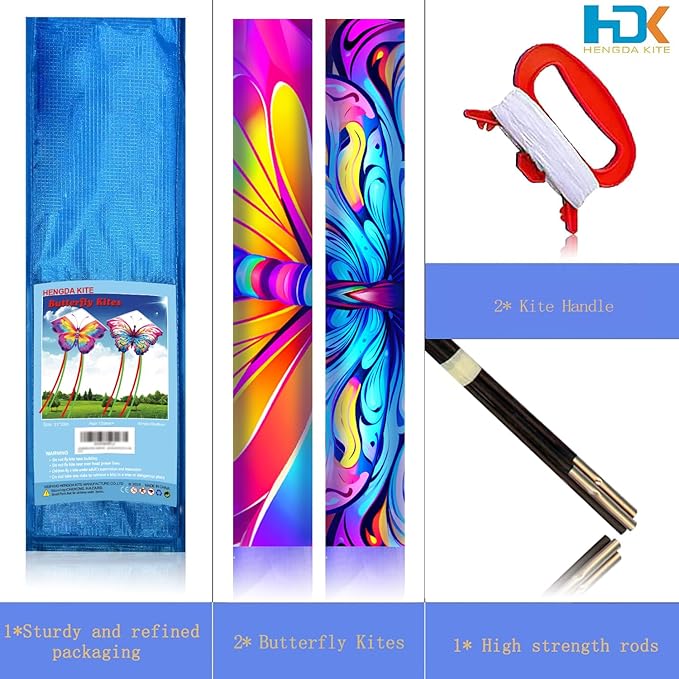 HENGDA KITE 2 Pack Butterfly Kite,for Kids and Adults,Easy to Fly,Excellent Fabric and Structure