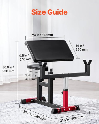 VEVOR Preacher Curl Bench, Strength Training Biceps Machine, Max load 440 LBS Home Gym Equipment
