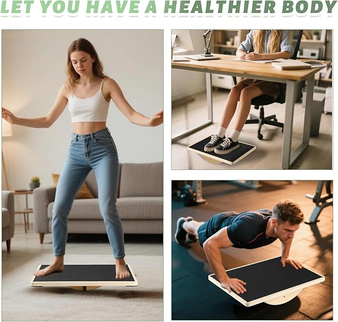 Professional Wooden Balance Board for Adults-Anti-Slip 350LBS Wobble Board for Physical Therapy