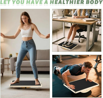 Professional Wooden Balance Board for Adults-Anti-Slip 350LBS Wobble Board for Physical Therapy